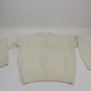 Nell Flowers Womens Angora‎ Lambswool Blend Sweater Cream Floral  - M